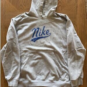 Nike Script Logo Hoodie Mens XXL Gray Pullover